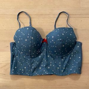 NWT Hot Topic blue bustier w/ white stars size 36D